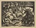 Alexander Gerbig, Im Stall, Holzschnitte auf bräunlichem Papier