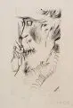 Paul Kleinschmidt, Dame mit Stilbrille, 1923, Kaltnadelradierung mit sehr leichtem Plattenton auf feinem Japan