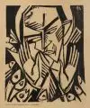 Otto Lange, Fischpredigt, 1919, Holzschnitt auf bräunlichem Papier
