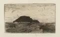 Ingwer Paulsen, Fischerhaus in den Dünen. Wohl 1910er Jahre, Kaltnadelradierung mit leichtem Plattenton auf Maschinenbütten