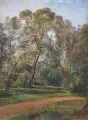 Friedrich Loos, Im Schlossgarten von Eutin (?). Wohl um 1860– 1876, Öl über Blei auf Papier, vollflächig auf Malpappe kaschiert