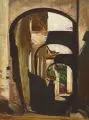 Rolf Beyer, Sommerliche Gasse in Löwenberg (Niederschlesien). Wohl späte 1920er / frühe 1930er Jahre, Öl auf Malpappe