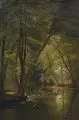 Fritz Ebel, (zugeschr.), Waldinneres mit Bachlauf. 1920er/1930er Jahre, Öl auf Leinwand