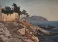 Andrea Figari, Nervi, Blick auf San Rocco (bei Genua), 1888, Öl auf Leinwand