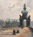 Walter Friederici, Auf der Langgalerie des Dresdner Zwingers. Wohl 1930er Jahre, Öl auf Leinwand