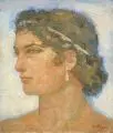 Hans Unger, Frauenkopf mit Ohrring im Profil. 1910er/1920er Jahre, Öl auf Leinwand