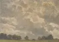 Richard Voltz, Wolkenstudie. Wohl Frühes 20. Jh, Öl auf Malpappe
