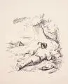Richard Dreher, Liebespaar unter einem Baum / Umschlungenes Paar. Wohl 1920er Jahre, Feder- und Pinselzeichnungen