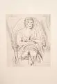 Paul Kleinschmidt, Margarethe Kleinschmidt im Sessel, 1921, Kaltnadelradierung mit Plattenton auf gelblichem Bütten