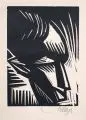 Emil Maetzel, Kopf-Impression, 1923, Linolschnitt auf Maschinenbütten