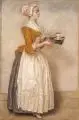 Jean-Étienne Liotard, Das Schokoladenmädchen, Farbige Pastellkreidezeichnung auf festem Untersatz montiert