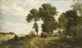 Carl Gustav Adolf Thomas, Carl Gustav Adolph Thomas, Heuernte in den Elbauen bei Dresden, 1879, Öl auf Holz