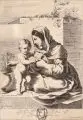 Francesco Curti, Madonna mit Kind. 17. Jh, Kupferstich nach Giovanni Francesco Barbieri (?)
