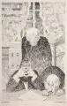 Rudolf Czapek, Die Verdammten, Um 1910, Federzeichnung in Tusche auf grauem Karton