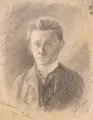 Ferdinand Dorsch, Selbstbildnis en face, siebzehnjährig, 1892, Kohlestiftzeichnung