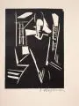 Heinrich Stegemann, Frau am Fenster, 1923, Holzschnitt auf Maschinenbütten
