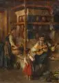 Richard Eisermann, Gitarrenständchen in der Bauernstube, 1880, Öl auf Leinwand