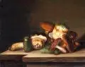 Johanes Nepomuk Vipauz, Stillleben mit Steinpilzen und grünem Täubling, 1850, Öl auf papierkaschierter Malpappe