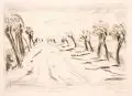 Georg Hermann Gelbke, Vier Landschafts- und vier figürliche Darstellungen. 1910er/1920er Jahre, Radierungen und eine Lithografie in Rotbraun auf verschiedenen Papieren