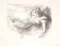 Paul Herrmann, Vier Zustandsdrucke eines Liegenden weiblichen Akts, 1918, Lithografien auf "Perfecta"-Bütten