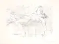 Paul Herrmann, Vier Zustandsdrucke eines Liegenden weiblichen Akts, Um 1918, Lithografien auf "Perfecta"-Bütten