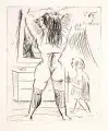 Paul Kleinschmidt, Am Spiegel, 1922, Kaltnadelradierung auf chamoisfarbenem Büttenkarton