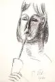 Paul Kleinschmidt, Eis Café, 1946, Kohlestiftzeichnung auf Bütten