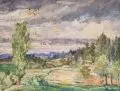 Hans Unger, Sommerlandschaft, Um 1920, Gouache auf Papier