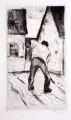 Lesser Ury, Grabender Bauer, Um 1920, Radierung auf feinem Japan