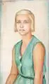 Leni Zimmermann-Heitmüller, Bildnis eines Mädchens im grünen Kleid, 1932, Pastellkreidezeichnung