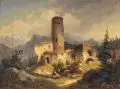 Hermann Lungkwitz, Burgruine in den Alpen, 1848, Öl auf Leinwand