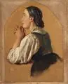 Ernst Erwin Oehme, (zugeschr.), Junge Frau im Gebet (Studie). Wohl 1860er/1870er Jahre