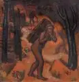Robert Genin, Holzträgerin, 1912, Öl auf Malpappe