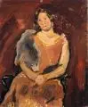Otto Gussmann, Studie einer sitzende Dame mit Pelz. Frühes 20. Jh, Öl auf Malpappe