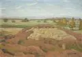 Otto Modersohn, Heide- und Wiesenlandschaft mit Blick auf den Quelkhorner Mühlenberg bei Fischerhude, 1915, Öl auf Malpappe