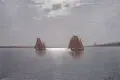Alexander Reich-Staffelstein, Segelboote vor der holländischen Küste im Mondschein. Wohl um 1920, Öl auf Leinwand
