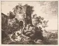 Johann Christian Klengel, Weite Landschaft mit Viehherde / Landschaft mit Burgruine, 1775/1776, Radierungen