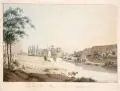 Partie de la Vallée de Plauen du côté du jardin de Reisewitz près de Dresde by Johann Friedrich Wizani, Um 1810, Umrissradierung, koloriert, sold Jun 2022