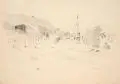 Elisabeth Andrae, Badevergnügen am Hohen Ufer in Ahrenshoop, 1912, Bleistiftzeichnung