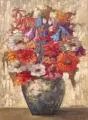 Max Baumann, Blumenstilleben. 1. Viertel 20. Jh, Gouache über Bleistiftzeichnung auf Papier