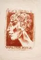 Michel Fingesten, Sieben Exlibris, 1920, Lithografien in Rötel auf hauchdünnem Japan
