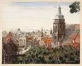Hans Kappler, Pirna – Blick auf die Altstadt mit Marienkirche / Pirna – Blick vom Canalettoweg auf die Altstadt / Pirna – Winterabend Am Plan, Um 1910/1920, Federlithografien, koloriert