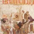 Georg Richter-Lößnitz, Gauklerfest – Gesellschaft bei Tisch, 1928, Gouache, Tempera und farbige Kreiden
