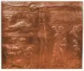 Werner Juza, Szenen aus dem Leben Christi, Um 1980, Kupfer, getrieben und genagelt, auf einer Pressspahnplatte montiert