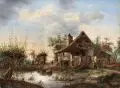Johann Christian Klengel, Landschaft mit Bauernhaus an Teich, Öl auf Leinwand