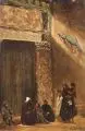 Wilhelm Heine, Orientalische Straßenszene in Kairo, 1861, Öl auf Papier, auf Malpappe kaschiert