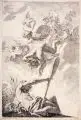 Gerard de Lairesse, nach Johannes Glauber, Minerva im Kampf gegen das Laster und die Harpyien, Um 1700, Kupferstich auf Bütten