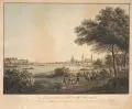 Christian Gottlob Hammer, "Vue de Dresde prise du Côté de Sud-ouest, Um 1830, Radierung, koloriert auf "J