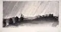 Siegfried Berndt, Regen im Osterzgebirge, 1944, Holzschnitt auf feinem Japan