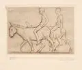 August Gaul, Eselreiter, Um 1912, Kaltnadelradierung mit Plattenton auf Bütten